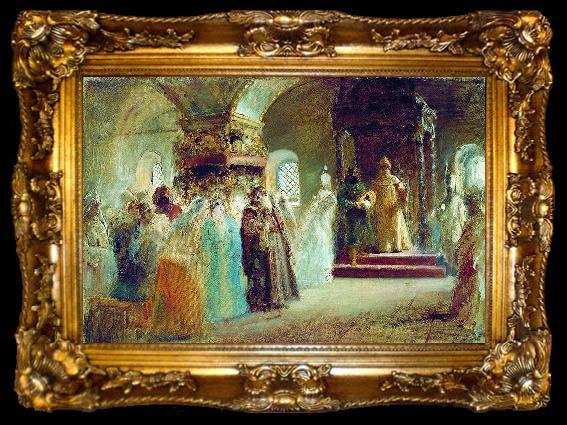 framed  Konstantin Makovsky The Bride-show of tsar Alexey Michailovich, ta009-2